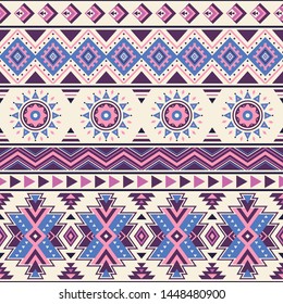 Tribal striped seamless pattern. Aztec geometric vector background. Can be used in textile design, web design for making of clothes, accessories, decorative paper, wrapping, envelope; backpacks, etc.