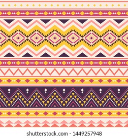 Tribal striped seamless pattern. Aztec geometric vector background. Can be used in textile design, web design for making of clothes, accessories, decorative paper, wrapping, envelope; backpacks, etc.