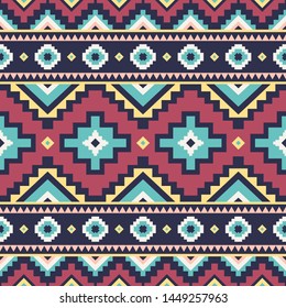 Tribal striped seamless pattern. Aztec geometric vector background. Can be used in textile design, web design for making of clothes, accessories, decorative paper, wrapping, envelope; backpacks, etc.