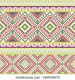 Tribal striped seamless pattern. Aztec geometric vector background. Can be used in textile design, web design for making of clothes, accessories, decorative paper, wrapping, envelope; backpacks, etc.