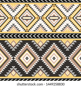 Tribal striped seamless pattern. Aztec geometric vector background. Can be used in textile design, web design for making of clothes, accessories, decorative paper, wrapping, envelope; backpacks, etc.