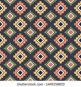 Tribal striped seamless pattern. Aztec geometric vector background. Can be used in textile design, web design for making of clothes, accessories, decorative paper, wrapping, envelope; backpacks, etc.