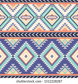 Tribal striped seamless pattern. Aztec geometric vector background. Can be used in textile design, web design for making of clothes, accessories, decorative paper, wrapping, envelope; backpacks, etc.