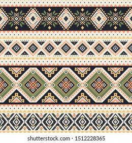 Tribal striped seamless pattern. Aztec geometric vector background. Can be used in textile design, web design for making of clothes, accessories, decorative paper, wrapping, envelope; backpacks, etc.