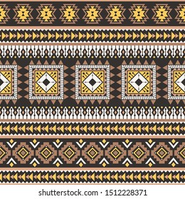 Tribal striped seamless pattern. Aztec geometric vector background. Can be used in textile design, web design for making of clothes, accessories, decorative paper, wrapping, envelope; backpacks, etc.