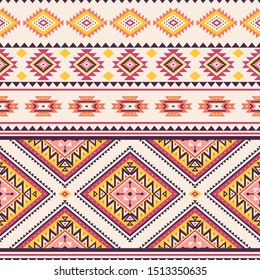 Tribal striped seamless pattern. Aztec geometric vector background. Can be used in textile design, web design for making of clothes, accessories, decorative paper, wrapping, envelope; backpacks, etc.