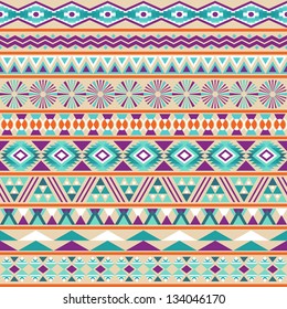 Tribal striped seamless pattern. Geometric multicolor background. Vintage soft colors. Swatches of seamless pattern included in the file.