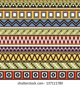 Tribal striped seamless pattern. Geometric multicolor background. Vintage soft colors. Swatches of seamless pattern included in the file.