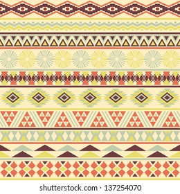 Tribal striped seamless pattern. Geometric multicolor background. Vintage soft colors. Swatches of seamless pattern included in the file.