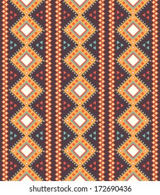 Tribal striped seamless pattern. Geometric background. Vintage colors. 