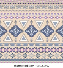 Tribal striped seamless pattern. Geometric aztec background. Can be used in fabric design for making of clothes, accessories; creating decorative paper, wrapping, envelope; in web design, etc.