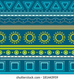 Tribal striped seamless pattern. Geometric aztec background. Can be used in fabric design for making of clothes, accessories; creating decorative paper, wrapping, envelope; in web design, etc.