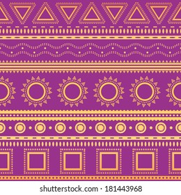 Tribal striped seamless pattern. Geometric aztec background. Can be used in fabric design for making of clothes, accessories; creating decorative paper, wrapping, envelope; in web design, etc.