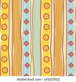 Tribal striped yellow and blue pattern. vector illustration 