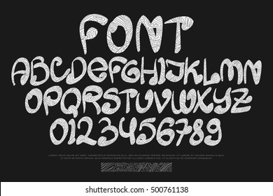 tribal style alphabet letters and numbers isolated on black background. vector African tribe font type. ethnic ornament character design. indigenous handwritten, decorative typesetting