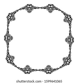tribal style border, abstract shape theme frame, delimiter for text or banner, flat design with isolated white background.