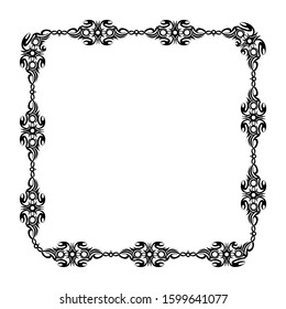 tribal style border, abstract shape theme frame, delimiter for text or banner, flat design with isolated white background.
