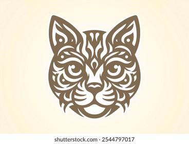 Cabeça de gato estilo tribal em preto e branco vetor ilustrador design para tatuagem