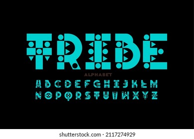 Tribal Style Font Design, Alphabet Vector Illustration