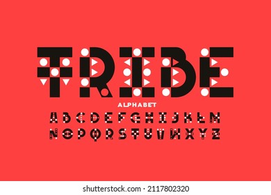 Tribal Style Font Design, Alphabet Vector Illustration