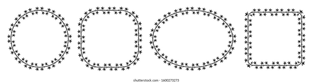 tribal style frame set, 4 borders with different shapes, delimiter for text or banner, flat design, isolated white background.
