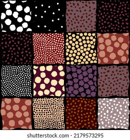 Tribal style patchwork pattern. Vector brown image