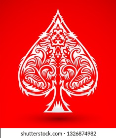Tribal Style Spade Ace Design, Poker emblem vector illustration