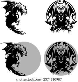 Tribal style tattoo style dragon vector illustration