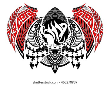 Tribal style Zodiac Sign - Virgo, tattoo design element.