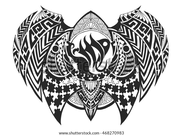 Tribal Style Zodiac Sign Virgo Tattoo Stock Vector (Royalty Free) 468270983