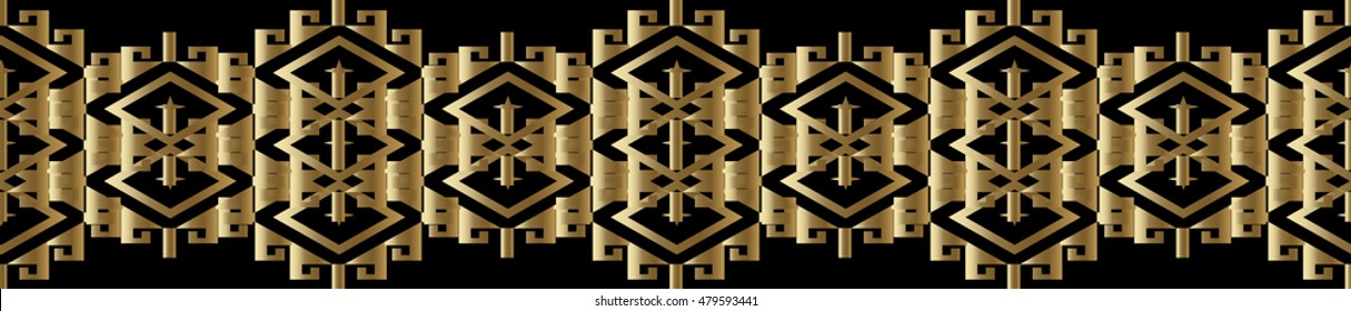 Tribal stylish vector seamless geometric ornamental border pattern background wallpaper illustration.