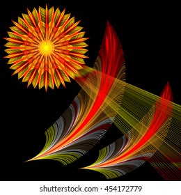 Tribal Sun with Feathers