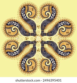Tribal sun ornament royalty vector image for put on fabric, card and other design