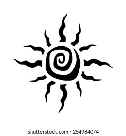 Tribal Sun Spiral Vector Icon