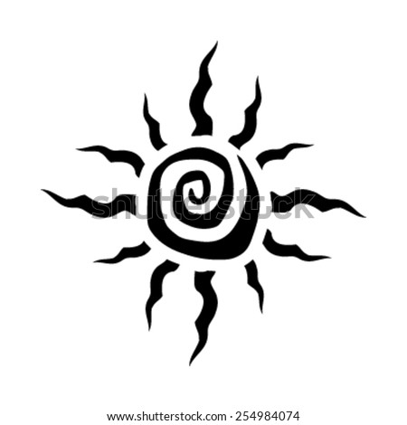 Tribal Sun Spiral Vector Icon