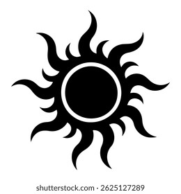 Tribal Sun with Swirling Rays. vector: Ideal for use as a tattoo, icon, web graphic design, and infographic concepts."
