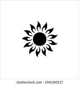 Tribal Sun Symbol Logo. Tattoo Design. Vector Illustration.