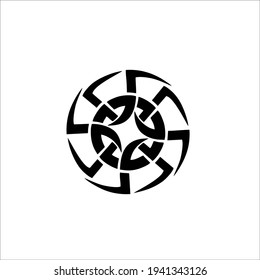 Tribal Sun Symbol Logo. Tattoo Design. Vector Illustration.
