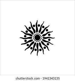 Tribal Sun Symbol Logo. Tattoo Design. Vector Illustration.