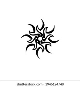 Tribal Sun Symbol Logo. Tattoo Design. Vector Illustration. 