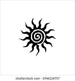 Tribal Sun Symbol Logo. Tattoo Design. Vector Illustration. 