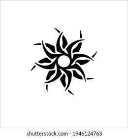 Tribal Sun Symbol Logo. Tattoo Design. Vector Illustration. 