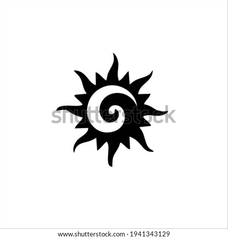 Tribal Sun Symbol Logo. Tattoo Design. Vector Illustration.