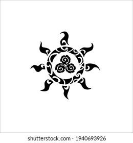 Tribal Sun Symbol. Tattoo Design. Vector Illustration.