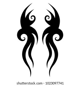 tribal symmetric pattern elements for tattoo men right and left hand and shoulders, art deco idea tattoos design body, vector couple celtic tribal design elements ornament on arms on white background