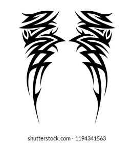 tribal symmetric pattern elements for tattoo men right and left hand and shoulders, art deco idea tattoos design body, vector couple celtic tribal design elements ornament on arms on white background