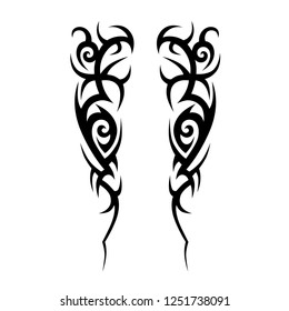 tribal symmetric pattern elements for tattoo men right and left hand and shoulders, art deco idea tattoos  design body, vector couple celtic tribal design elements ornament on arms