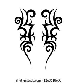 tribal symmetric pattern elements for tattoo men right and left hand and shoulders, art deco idea tattoos  design body, vector couple celtic tribal design elements ornament on arms, legs