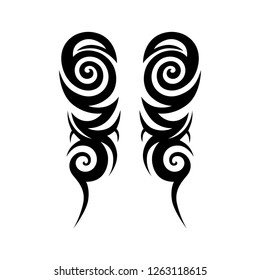 tribal symmetric pattern elements for tattoo men right and left hand and shoulders, art deco idea tattoos  design body, vector couple celtic tribal design elements ornament on arms, legs