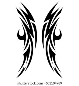 tribal symmetric pattern elements for tattoo men right and left hand and shoulders, art deco idea tattoos design body, vector couple celtic tribal design elements ornament on arms on white background